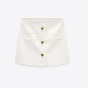 ZARA White Gold Button Skort